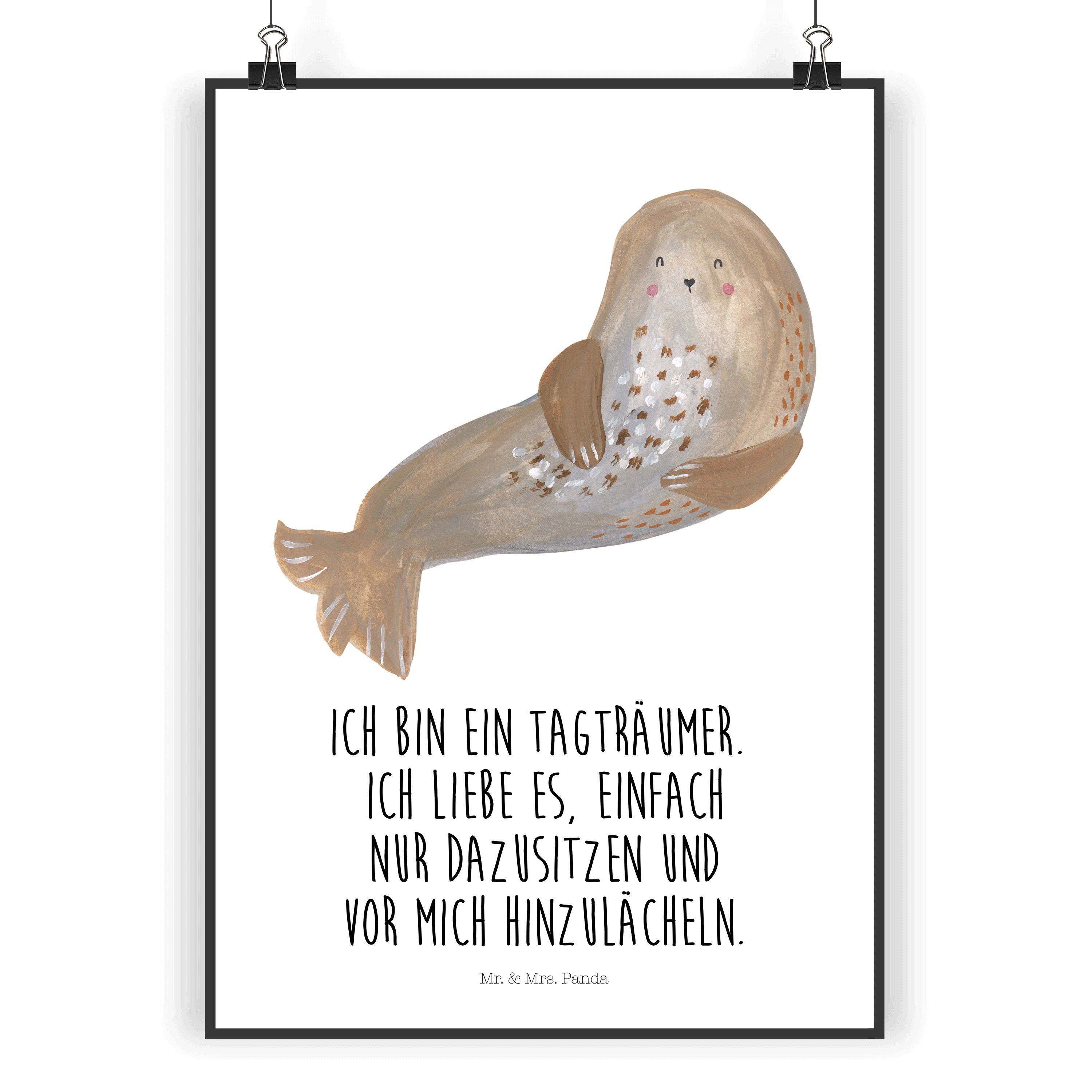 Mr. & Mrs. Panda Poster DIN A4 Robbe lachend Weiß Geschenk, lustige