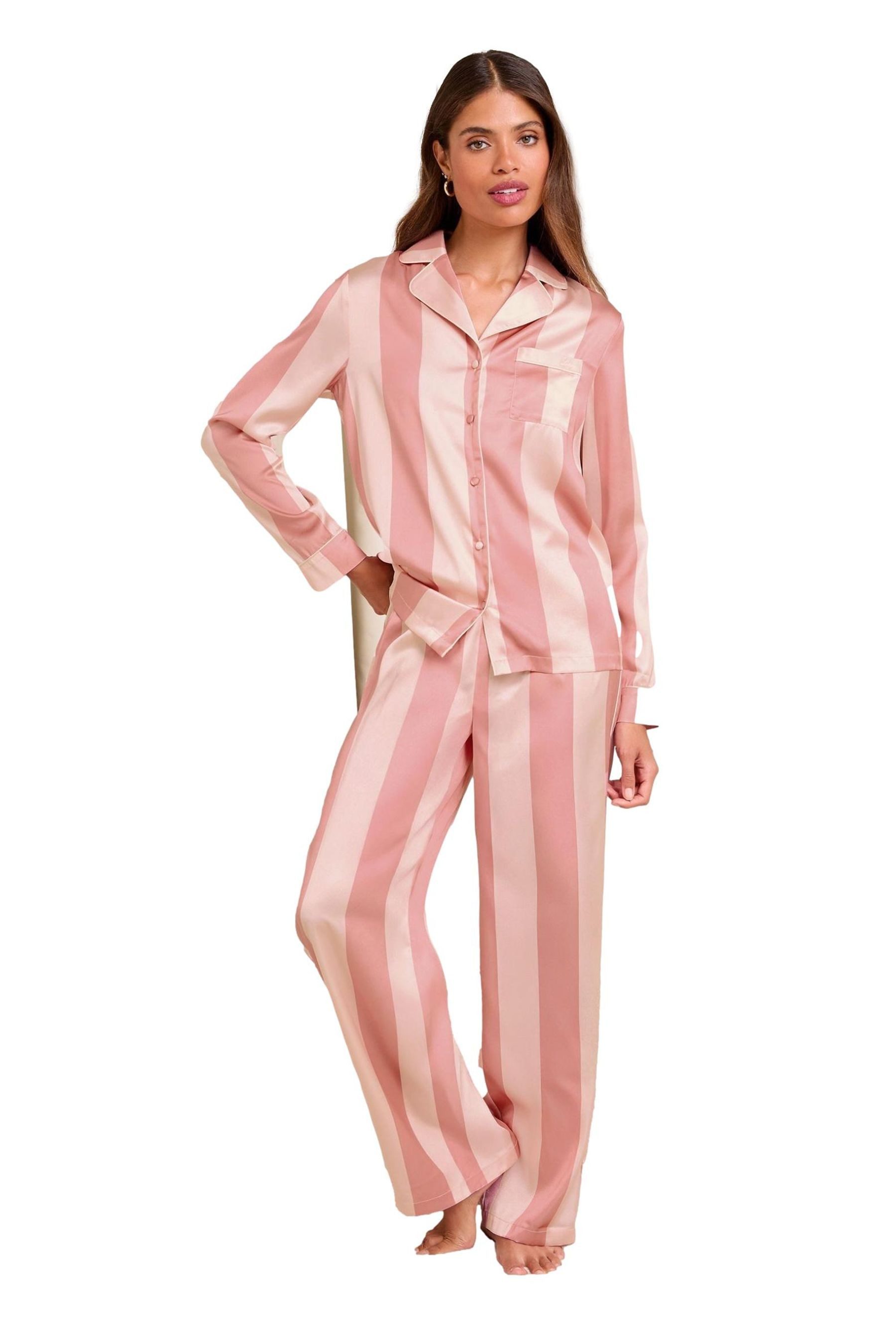 LIPSY Pyjama Lipsy Langärmeliger Satin-Pyjama mit Print (2 tlg)