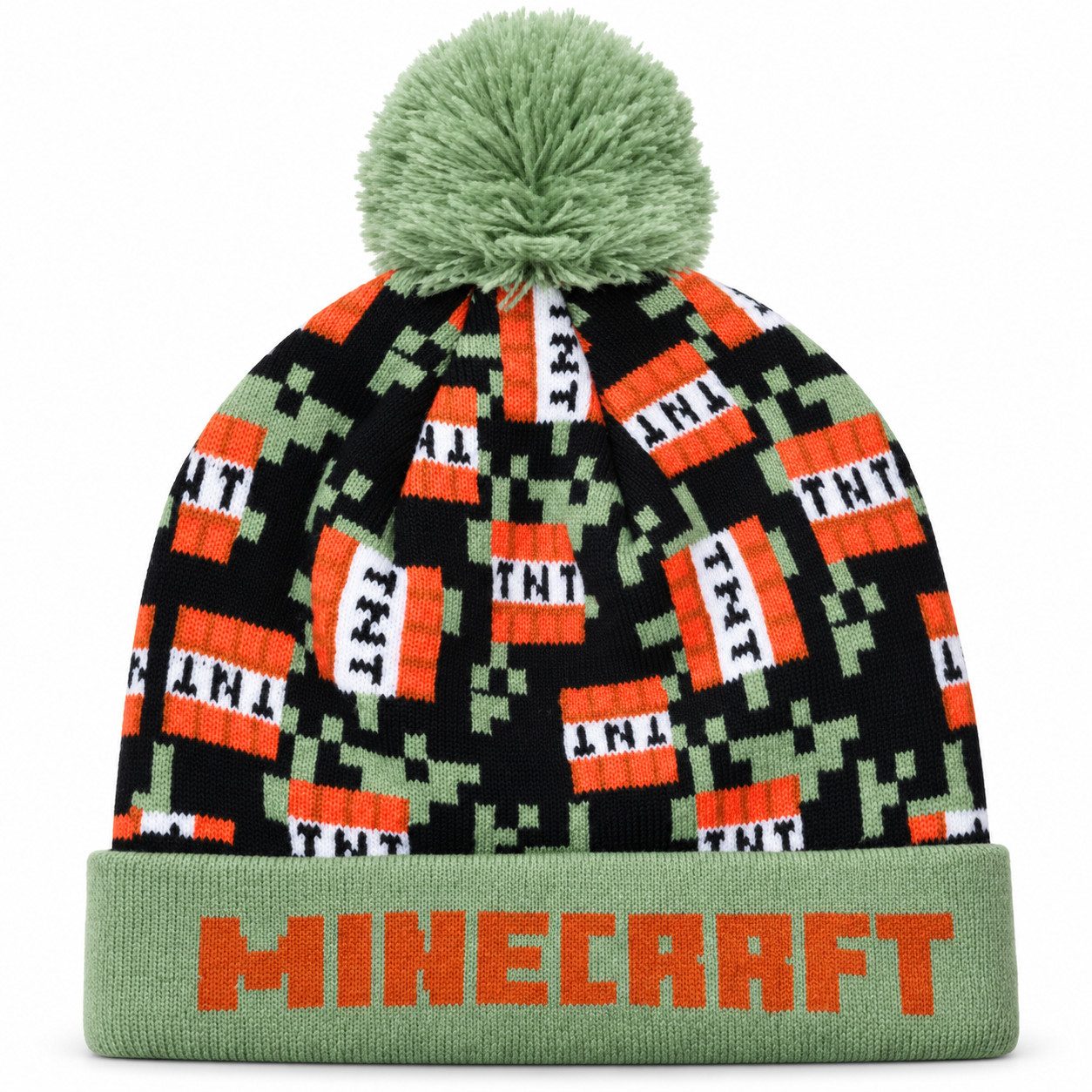 Minecraft Bommelmütze Minecraft Alex Steve TNT Kinder Wintermütze Mütze 54 - 56 Blau Grün