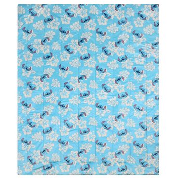 Babydecke Stitch Disney Babydecke, blau-weiße Steppdecke 120x150cm, Sarcia.eu