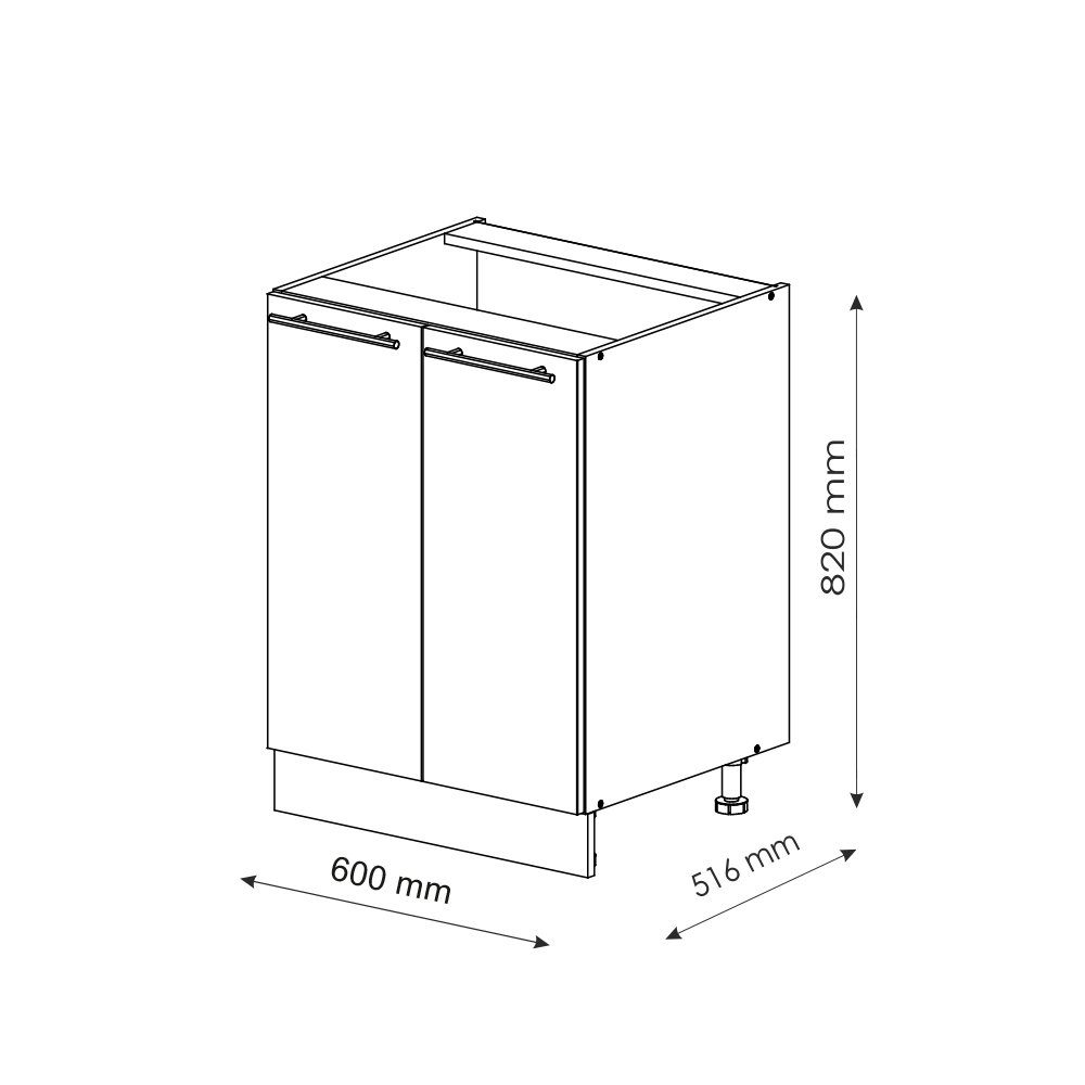 Vicco Unterschrank Fame-Line, Weiß Landhaus/Weiß, 60 cm ohne Arbeitsplatte (1-St) – Bild 2 von 5