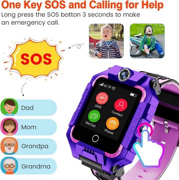 ele eleoption für Kinder Mädchen Jungen, GPS IP67 Wasserdicht Smartwatch (Android / iOS), mit 4G 360° Dual-Kamera WiFi Video Telefonanruf SOS Schrittzähler