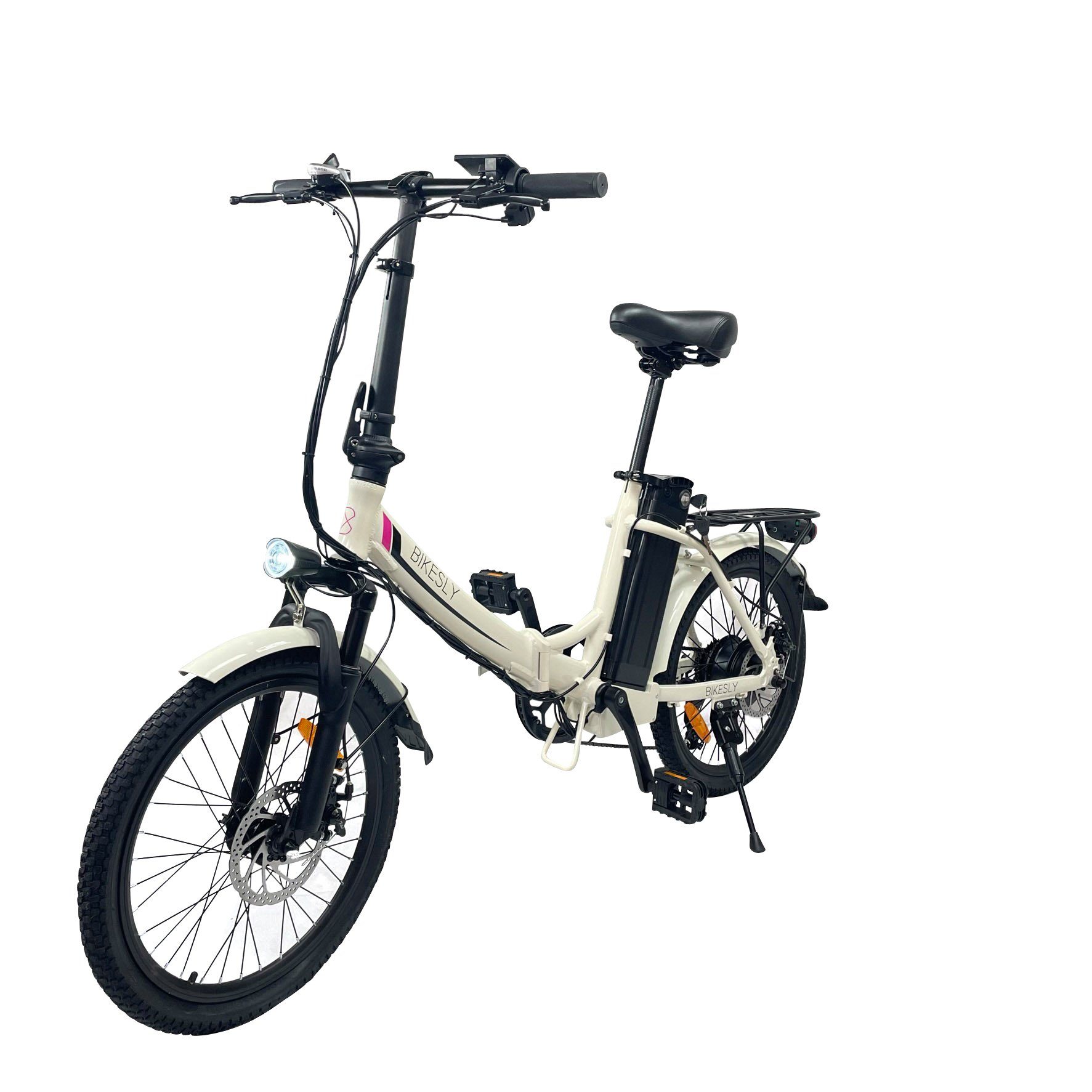 Kettenschaltung Bikesly Gang, Weiß Alu Faltbike 7 E-Bike 20" Klappbar E-Bike ebike, Elektrofahrrad