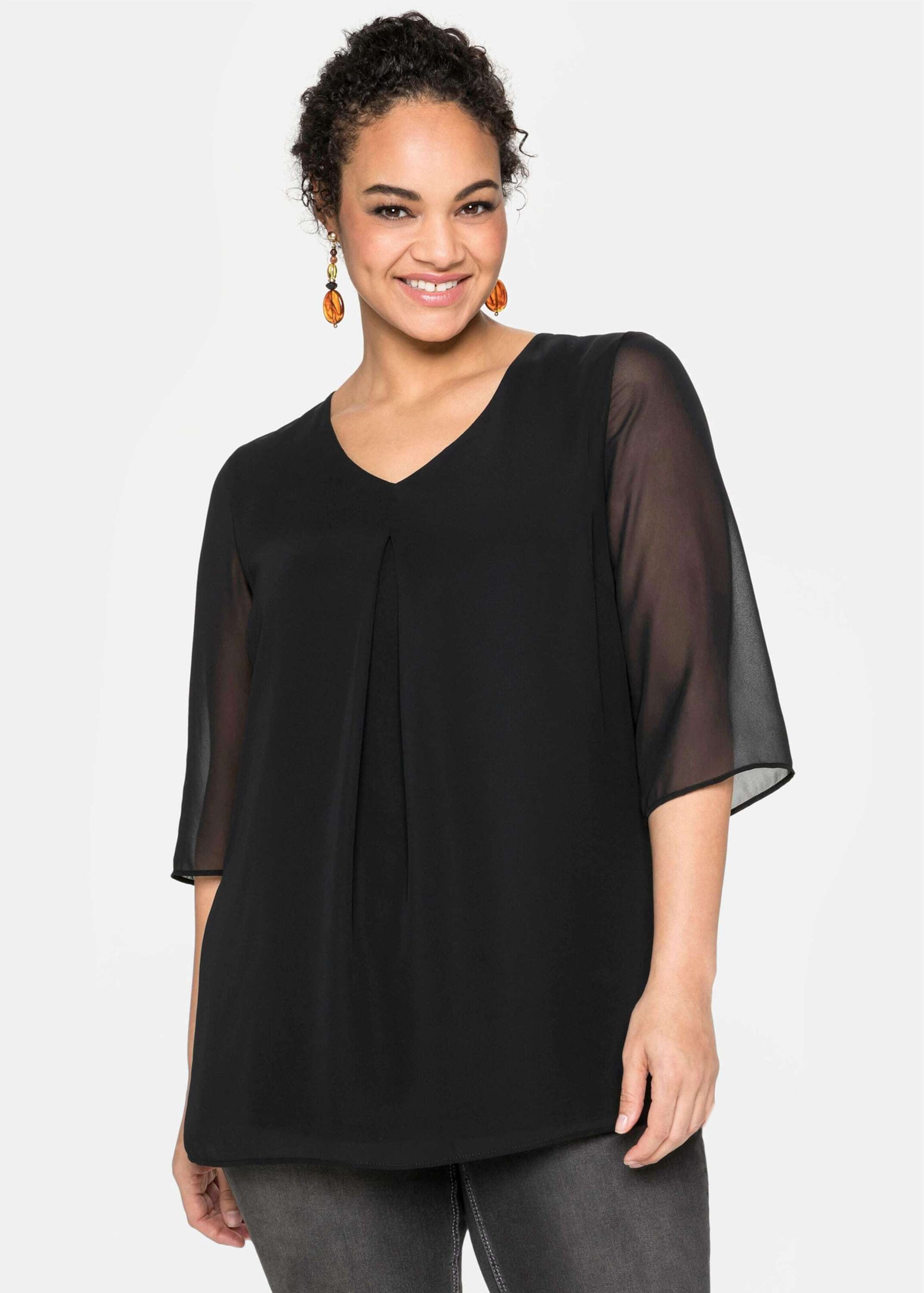 Sheego Klassische Bluse Tunika 3/4-Arm günstig online kaufen