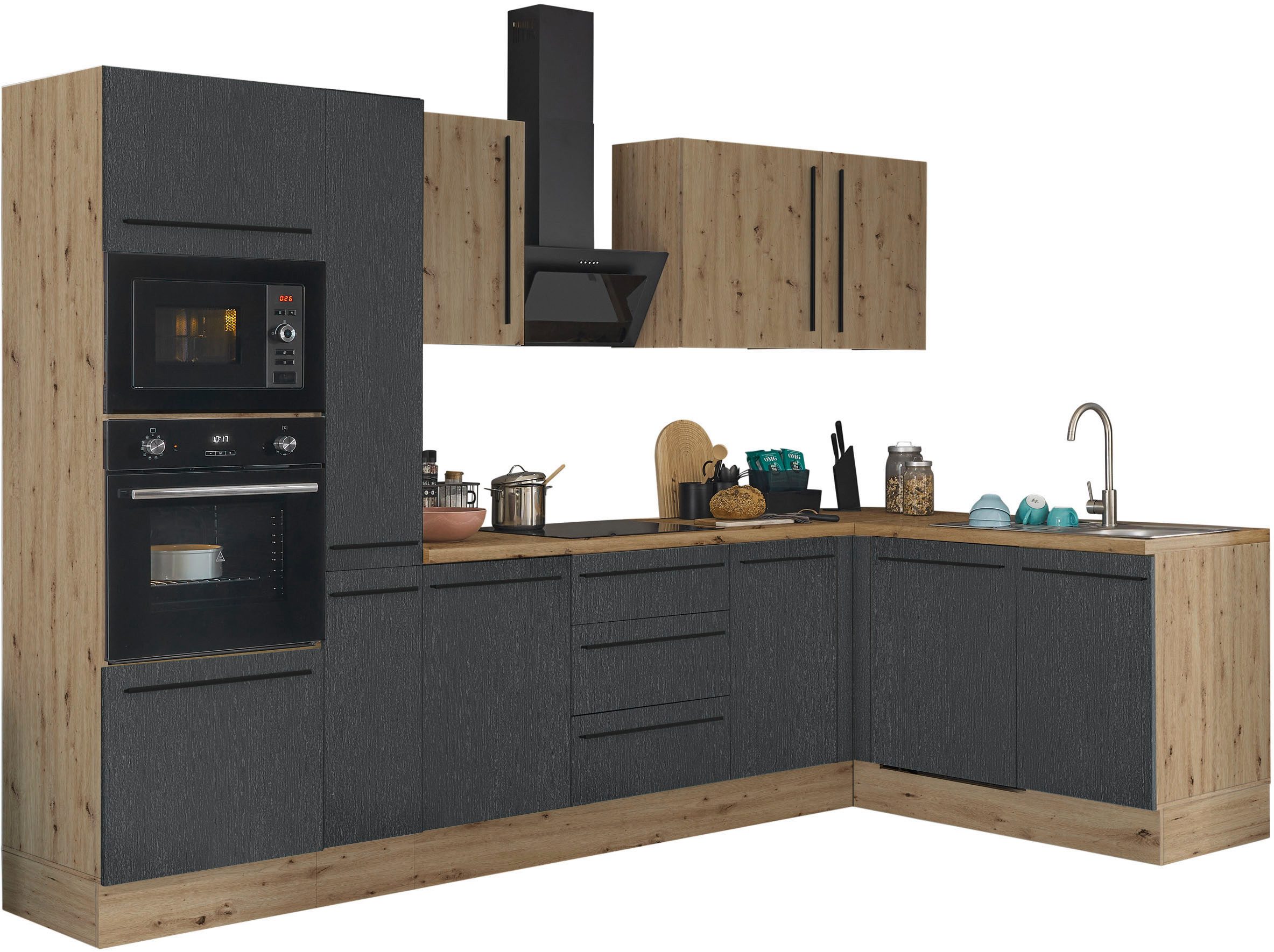 KOCHSTATION Winkelküche Florida, Stellbreite 310x175 cm, wahlweise mit E-Geräten, mit Softclose für Türen und Schubkästen