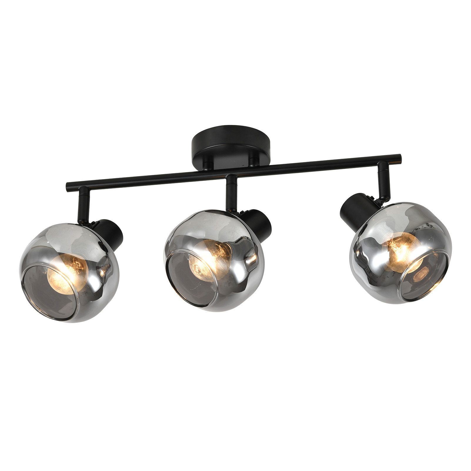 ZMH Deckenleuchte Wohnzimmer 350° Drehbar Rauchgrau Glas Retro Flurlampe fü günstig online kaufen