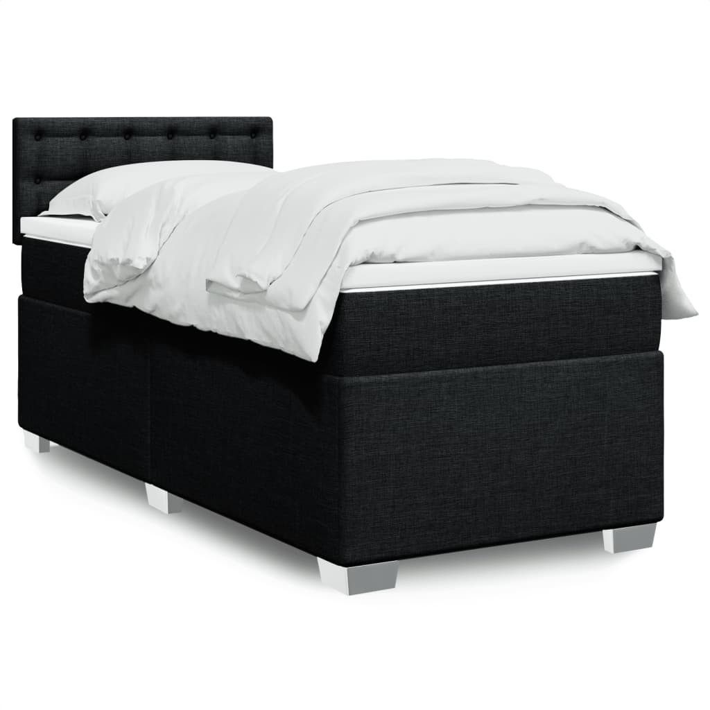 vidaXL Bett Boxspringbett mit Matratze Schwarz 90x200 cm Stoff