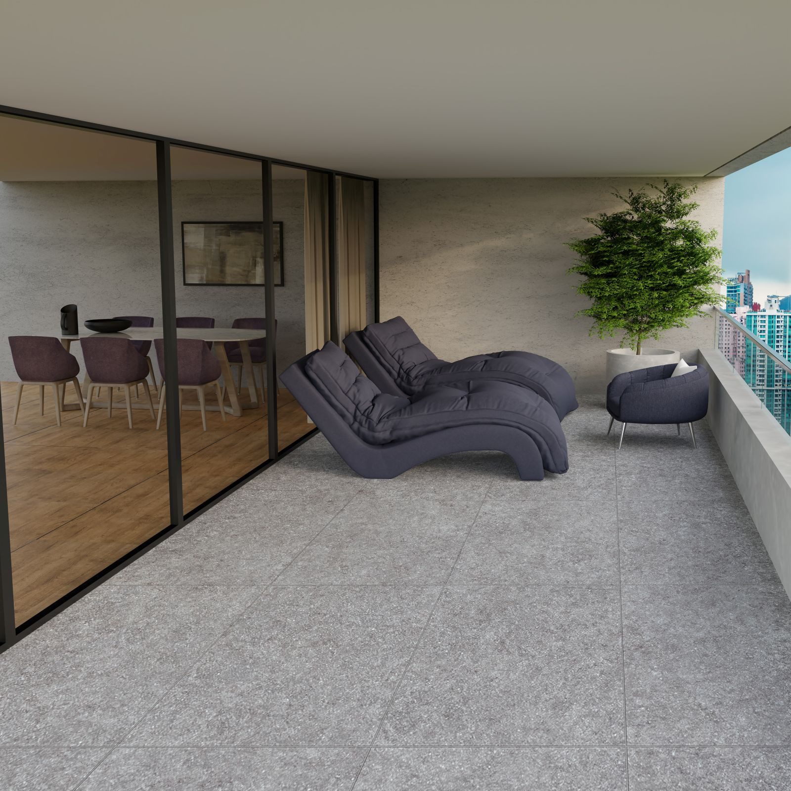 Bodenfliese 1 Paket (0,72 m) Terrassenplatten BREMEN GREY (60 × 60 cm), matt, grau, R11, Feinsteinzeug, Balkone Dachterrasse Außenraum