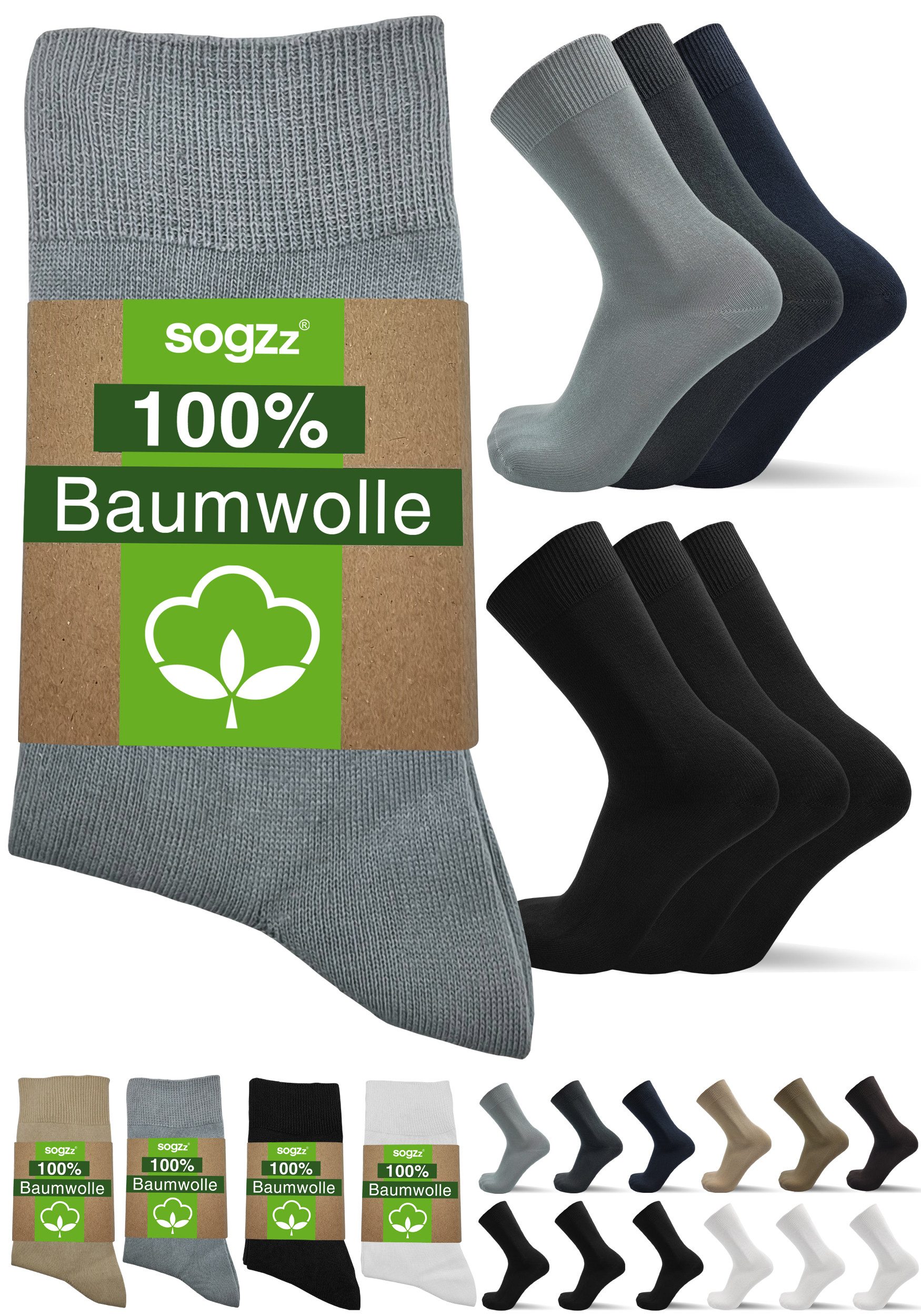 sogzz Businesssocken 6-12 Paar 100% Baumwolle Herren Herrensocken Schwarz W günstig online kaufen
