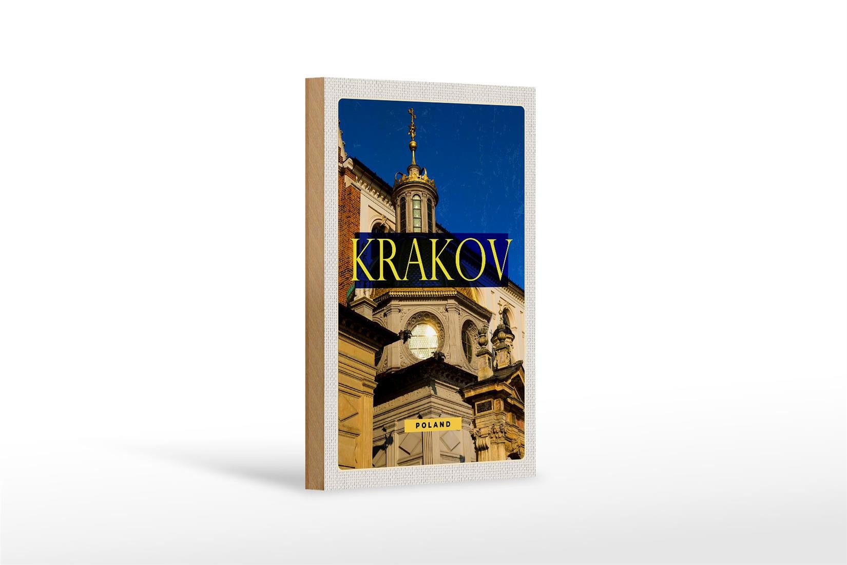 Holzbild Reise 12x18 cm Krakow Sehenswürdigkeit Europa Reise