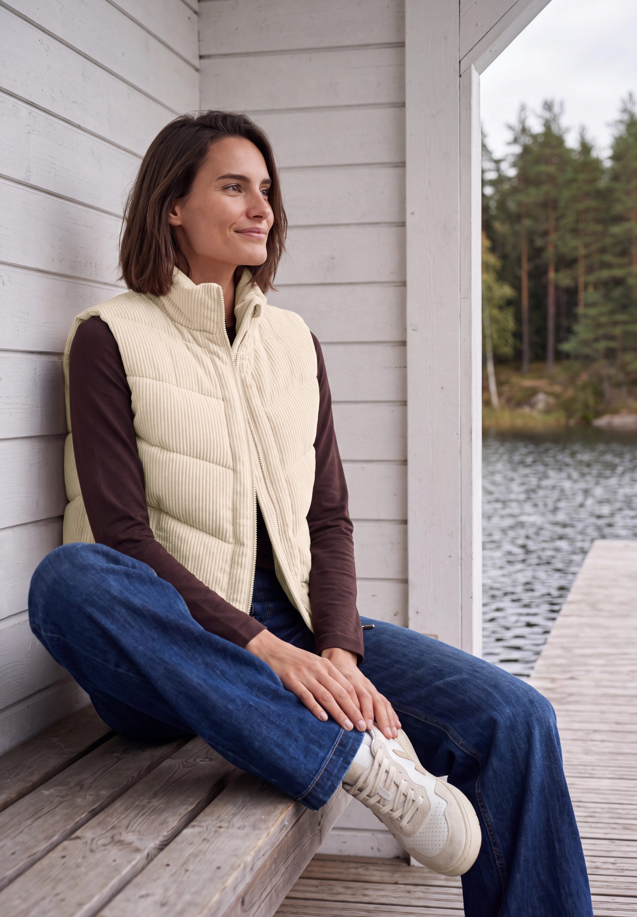 CECIL Cordweste mit Steppmuster und Zipper