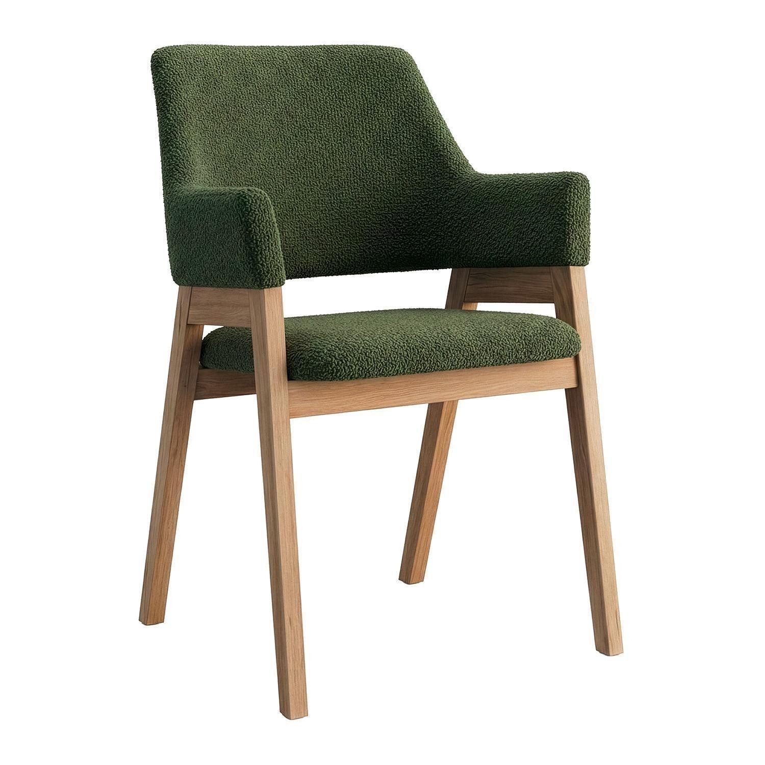 MCA furniture Esszimmerstuhl BATUMI, Olivgrün, Braun, Wildeiche massiv, Stoff (1 St), B 60 x H 87 x T 59 cm
