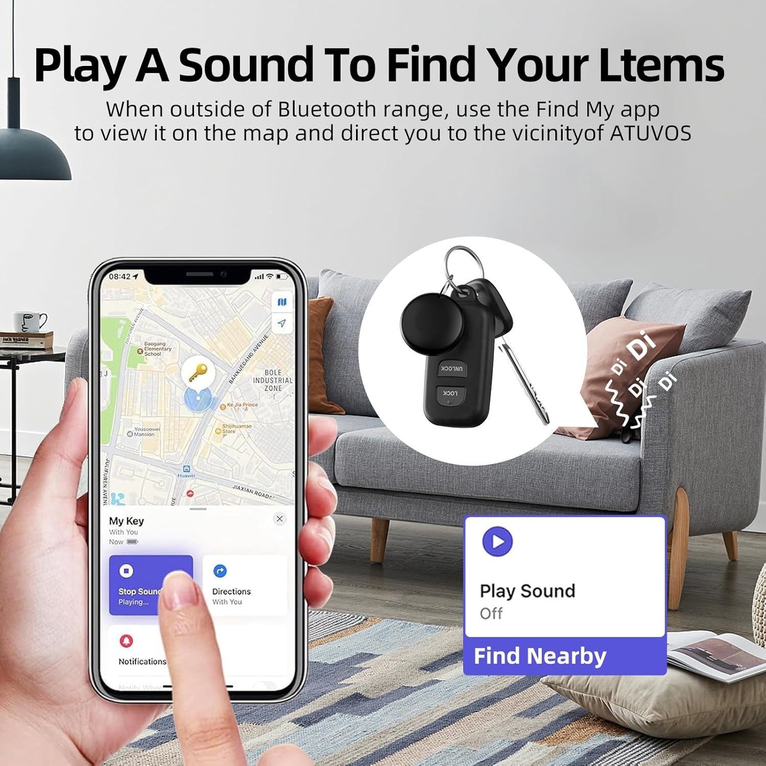 OYLCDI GPS Tracker mit iOS,Find My'' - Schlüsselfinder 4 St Bluetooth-Tracker (AirTag Alternative,Alarm für Schlüssel, Gepäck, Rucksack, etc)
