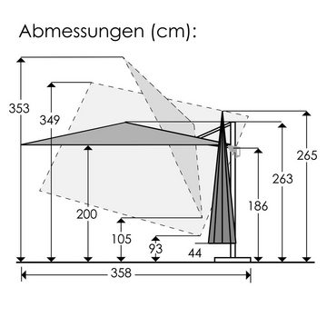 Schneider Schirme Ampelschirm »Rhodos Twist Loft«, LxB: 300x300 cm, 300x300 cm, flexibler Ampelschirm in moderner Leinenstruktur