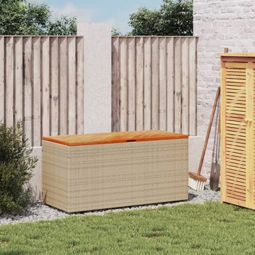 vidaXL Auflagenbox Gartentruhe Beige 110x50x54 cm Polyrattan Akazienholz Auflagenbox Kiss