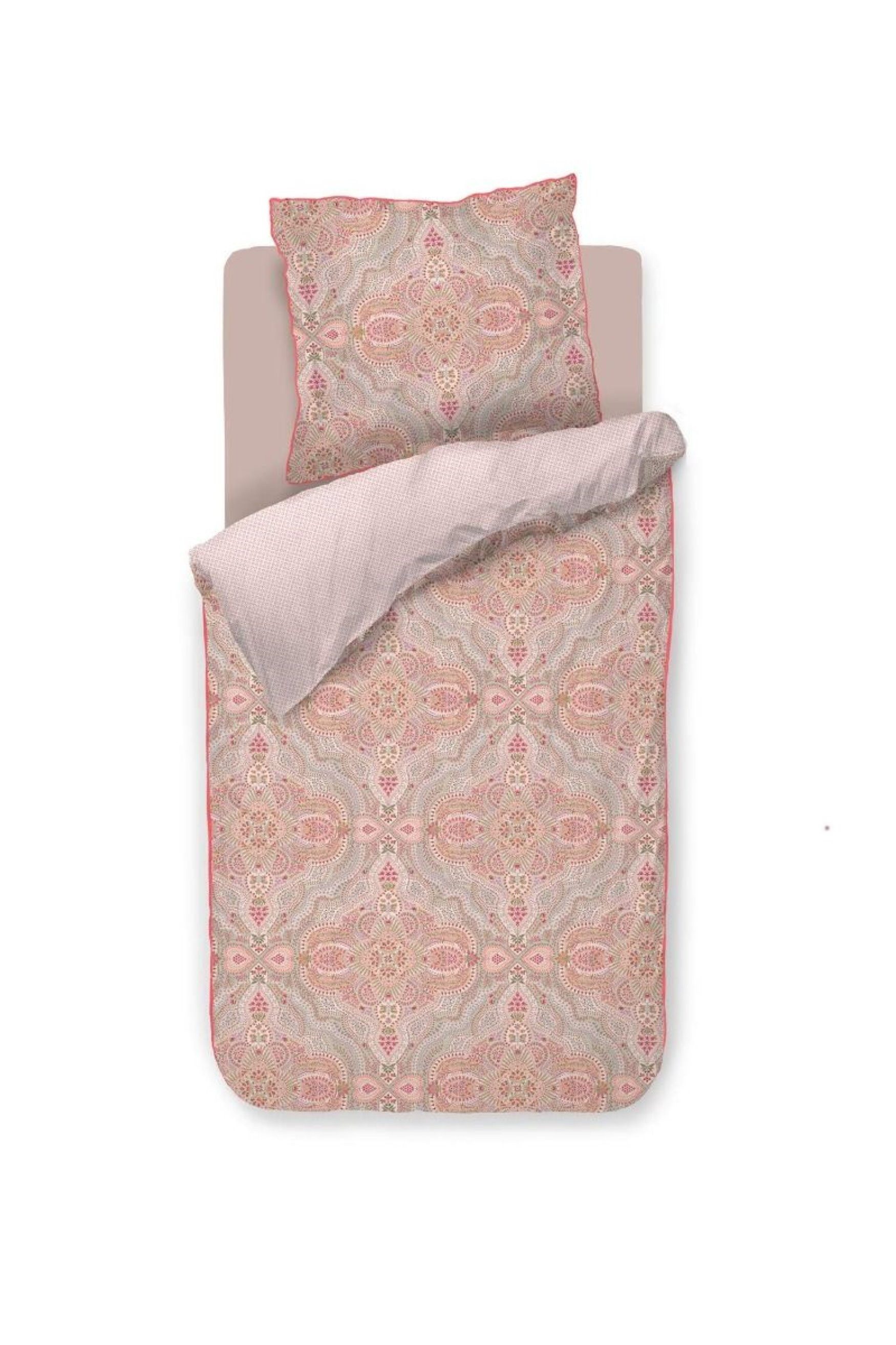 PiP Studio Bettwäsche PIP Studio Perkal Bettwäsche 135x200 Moon Flower Light Pink Ornamente, Perkal, 2 teilig, für den Sommer und Winter, kuschelig weich