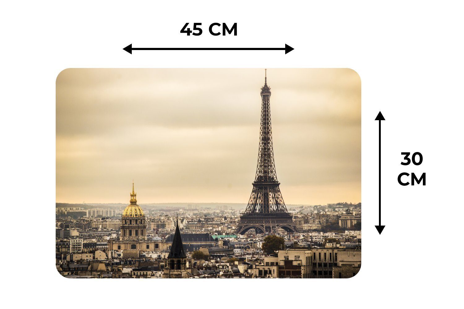 Platzmatte, Platzdecken, Dichte über Platzset, Wolken Schmutzabweisend Eiffelturm, dem (6-St), Platzset, Tischmatten, MuchoWow, Paris und