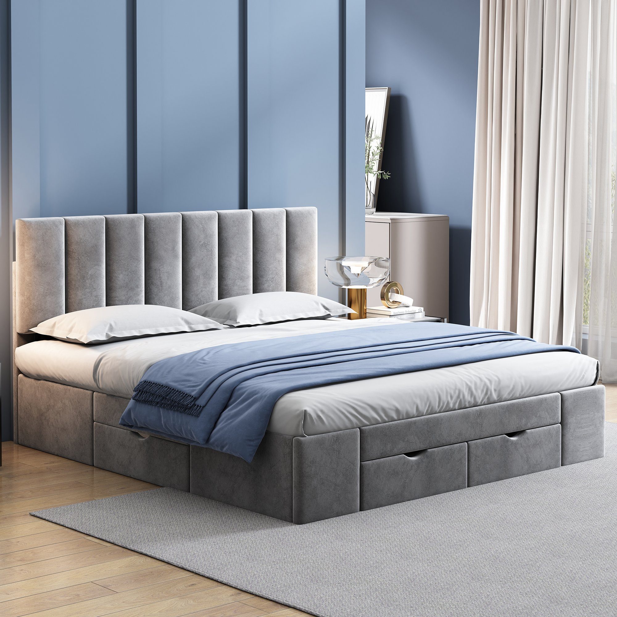 OKWISH Polsterbett Doppelbett Stauraumbett Bett mit günstig online kaufen