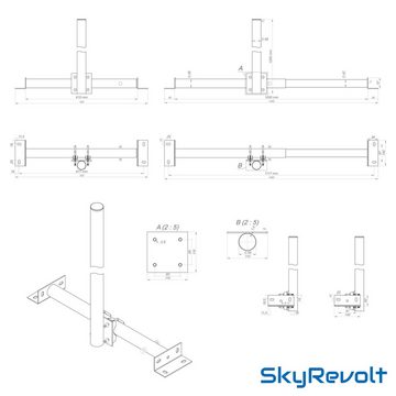 SkyRevolt SkyRevolt SAT Dachsparrenhalter 120cm Mast 48mm Blei Dachmontage Set SAT-Halterung