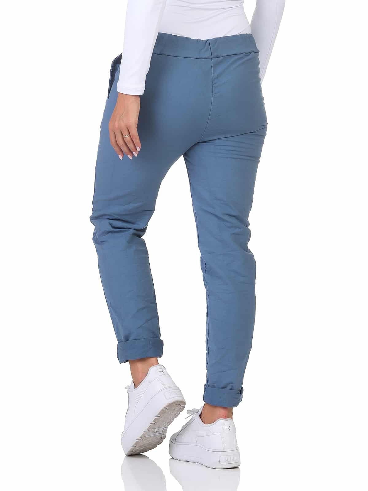 OriginalYou Schlupfhose Damen Freizeithose Winter Cotton mit Stretch bequeme Chino Hose Gummibund & Kordelzug, unifarben – Bild 4 von 5