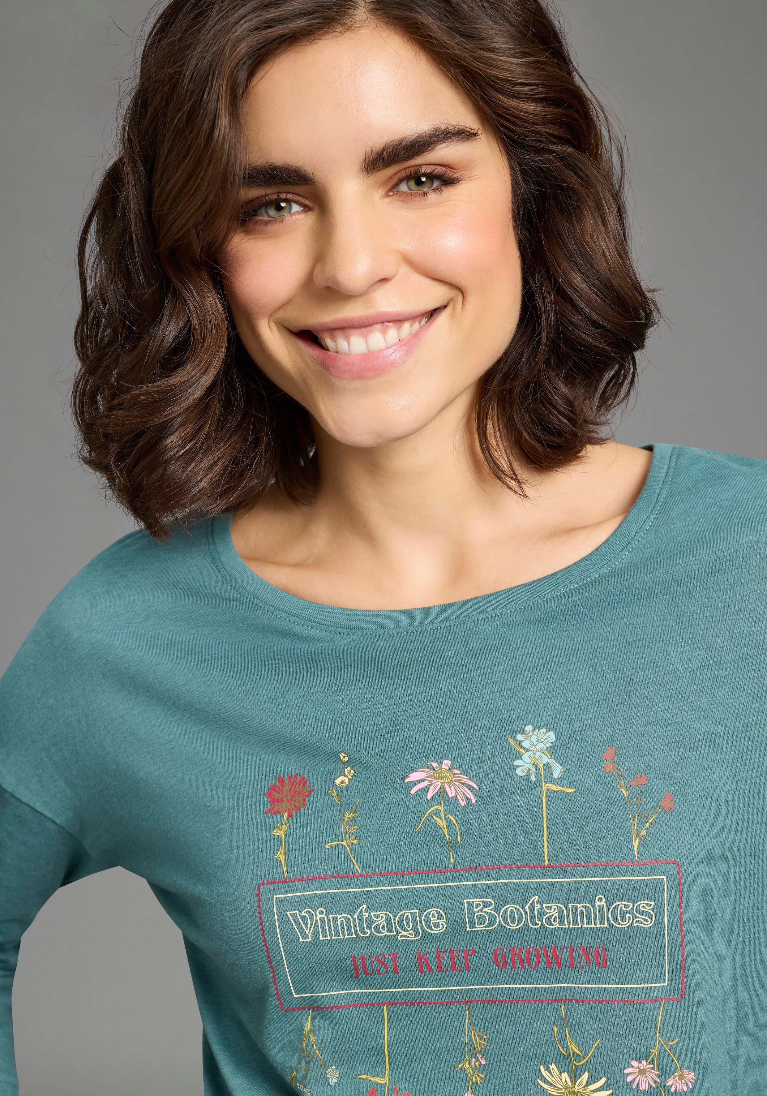 KangaROOS 3/4-Arm-Shirt Loose Fit Passform, 3/4-Ärmel, Rundhalsausschnitt