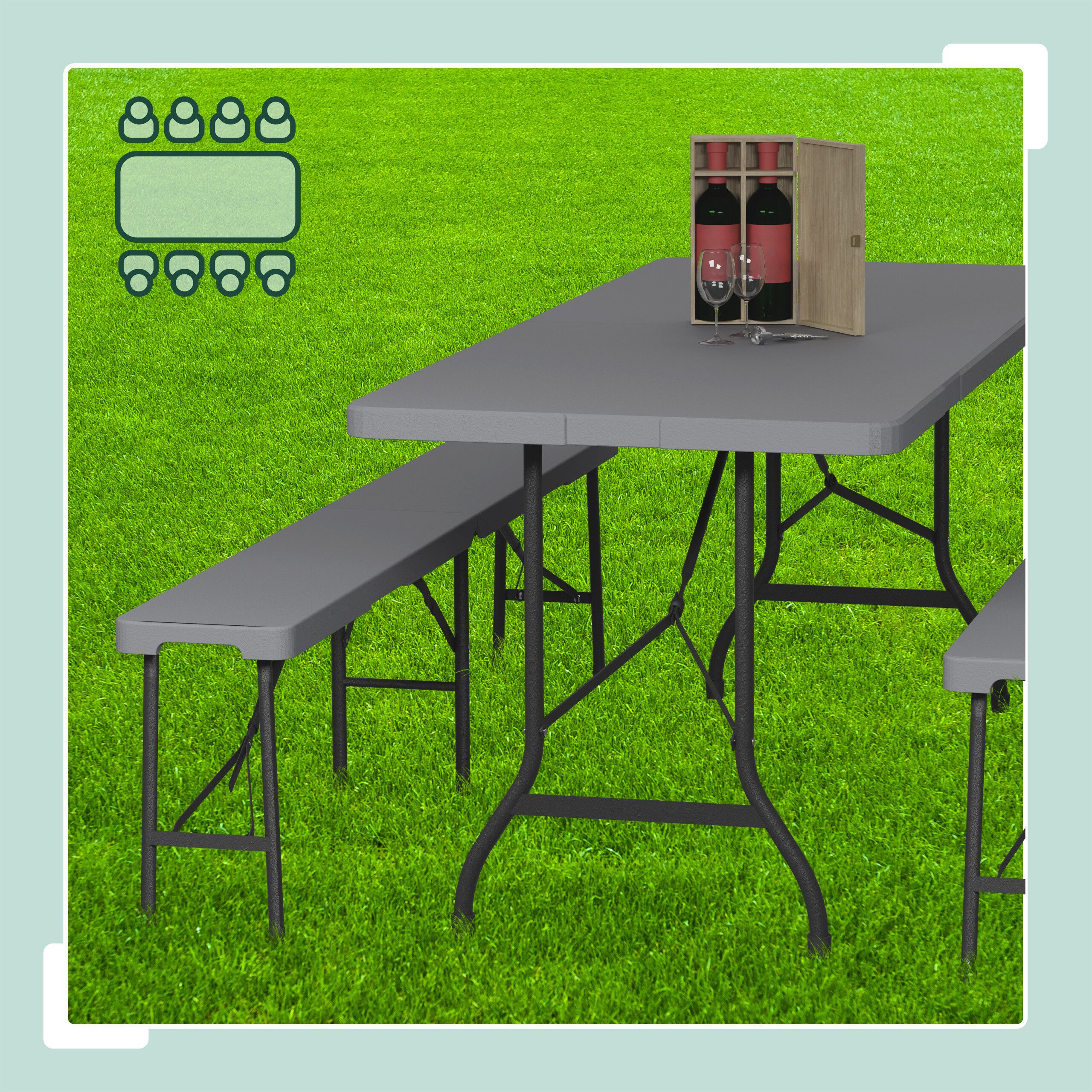 relaxdays Bierzeltgarnitur 3-tlg. Bierzeltgarnitur klappbar, (3er Set, 3-tlg), grau