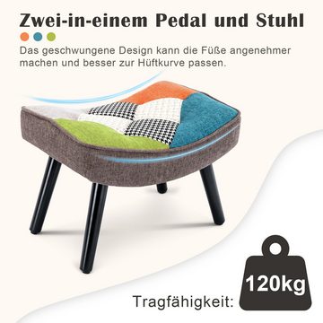 HomeMiYN Ohrensessel Relaxsessel mit Hocker Patchwork Sessel Ohrensessel Sessel Wohnzimmer, Liege, Loungesessel, ohrensessel mit hocker