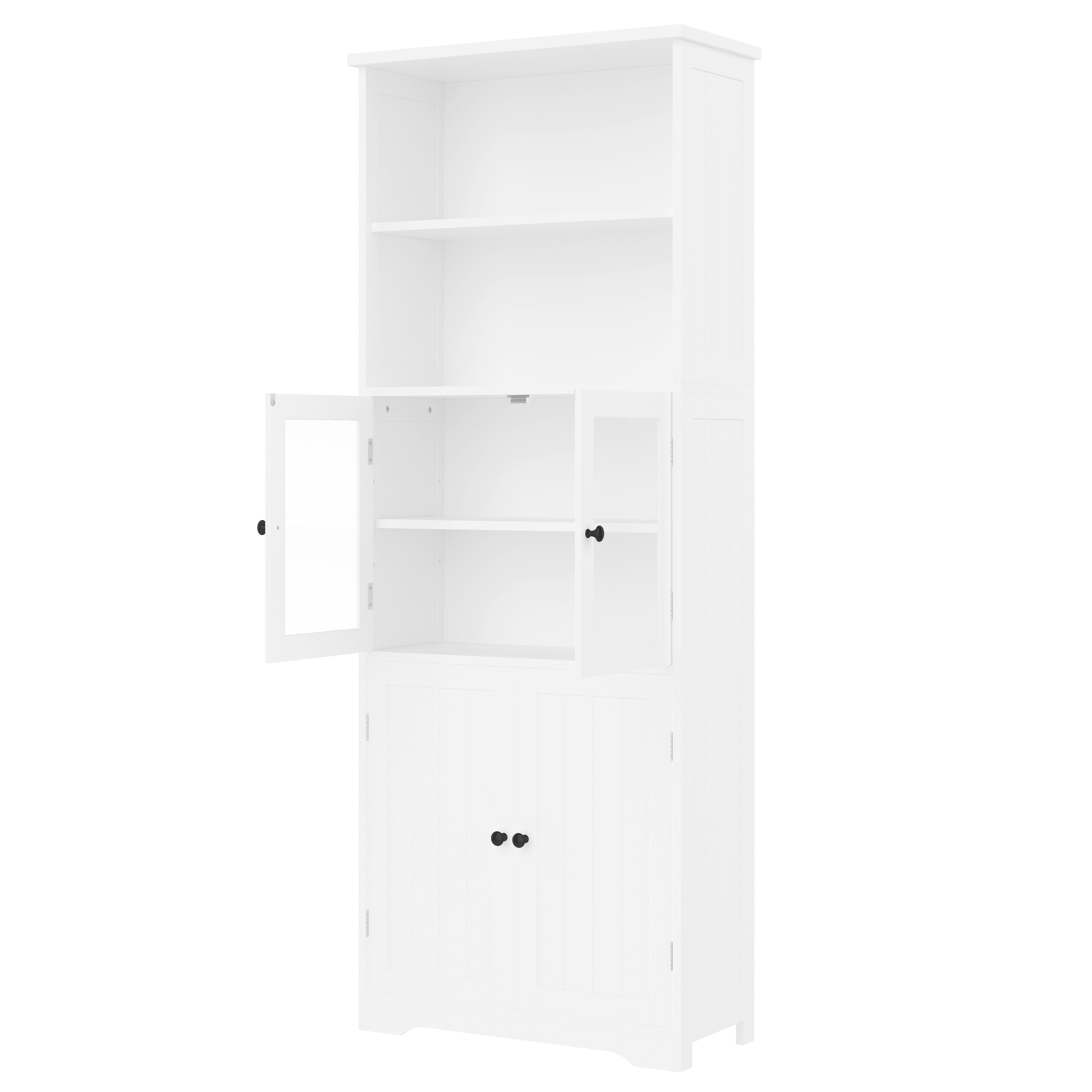 Fine Life Pro Eckvitrine Badezimmer-Hochschrank 57.5×28.5×160cm • Weiß • Volllackierung