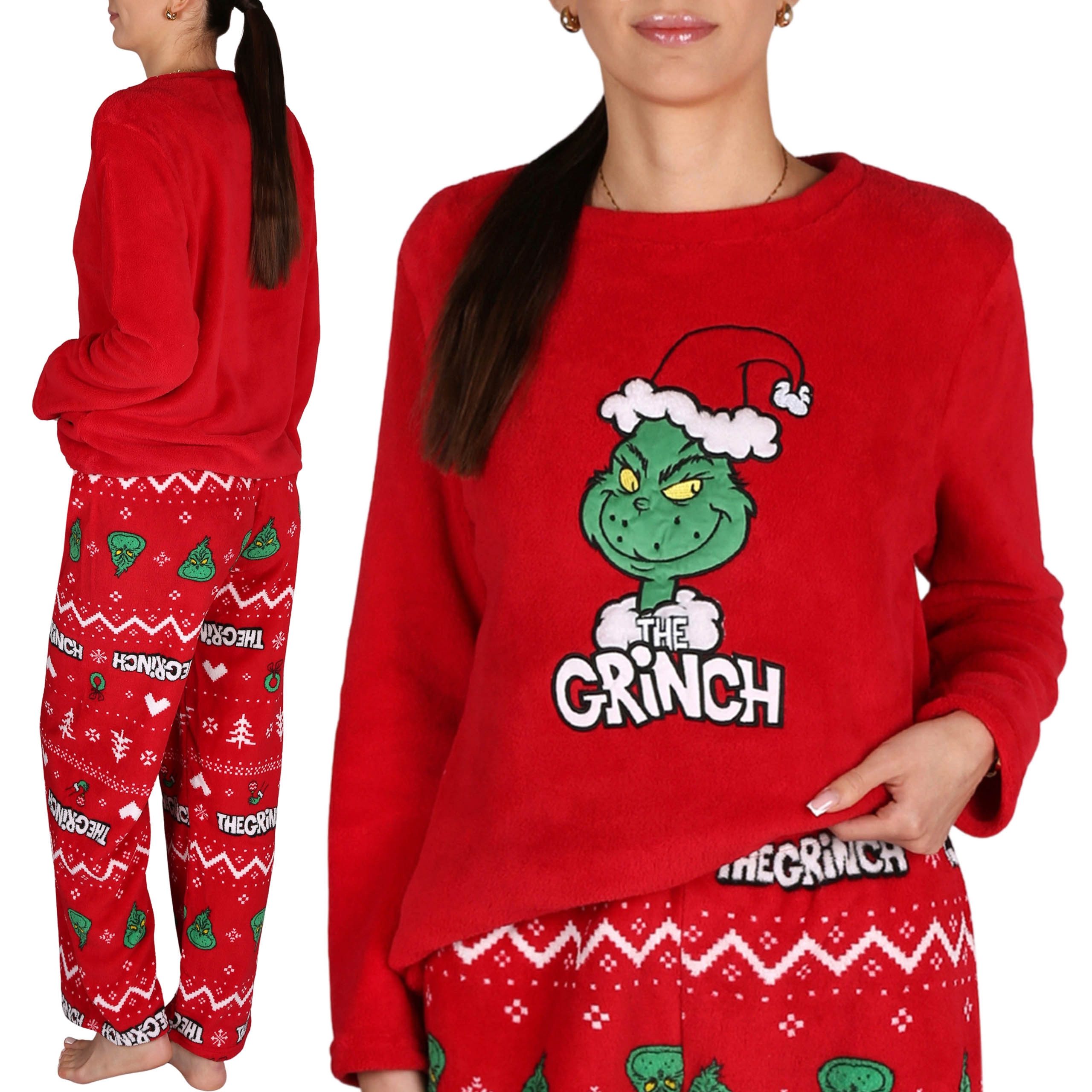 Sarcia.eu Schlafanzug Grinch Weihnachtspyjama Damen, rot, zweiteilig, warmes POLAR Pyjama