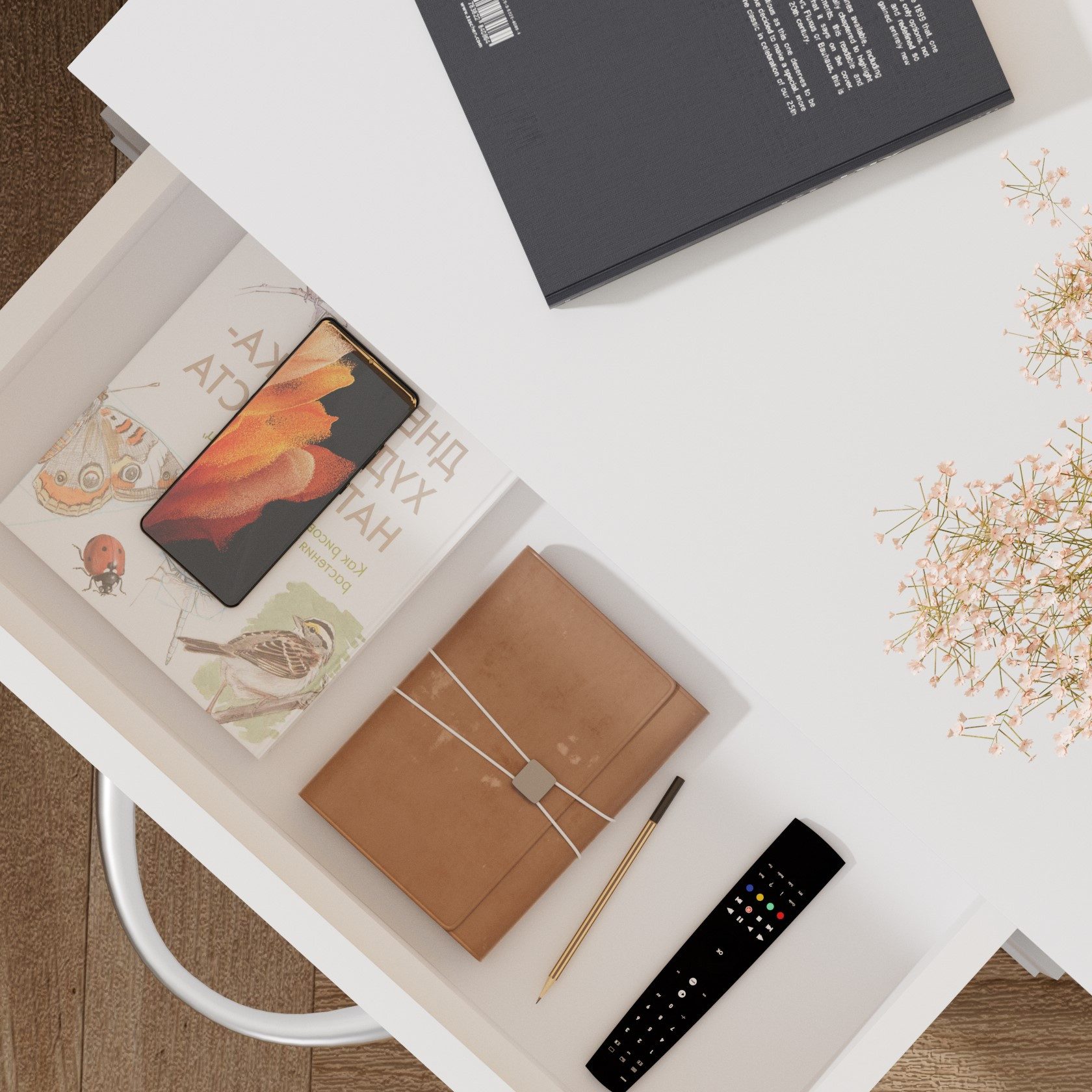 Casaria Nachttisch Jamie (1-St), mit Touch LED Beleuchtung 40x28x55cm Dimmbar Holz 2 Schubladen Bett