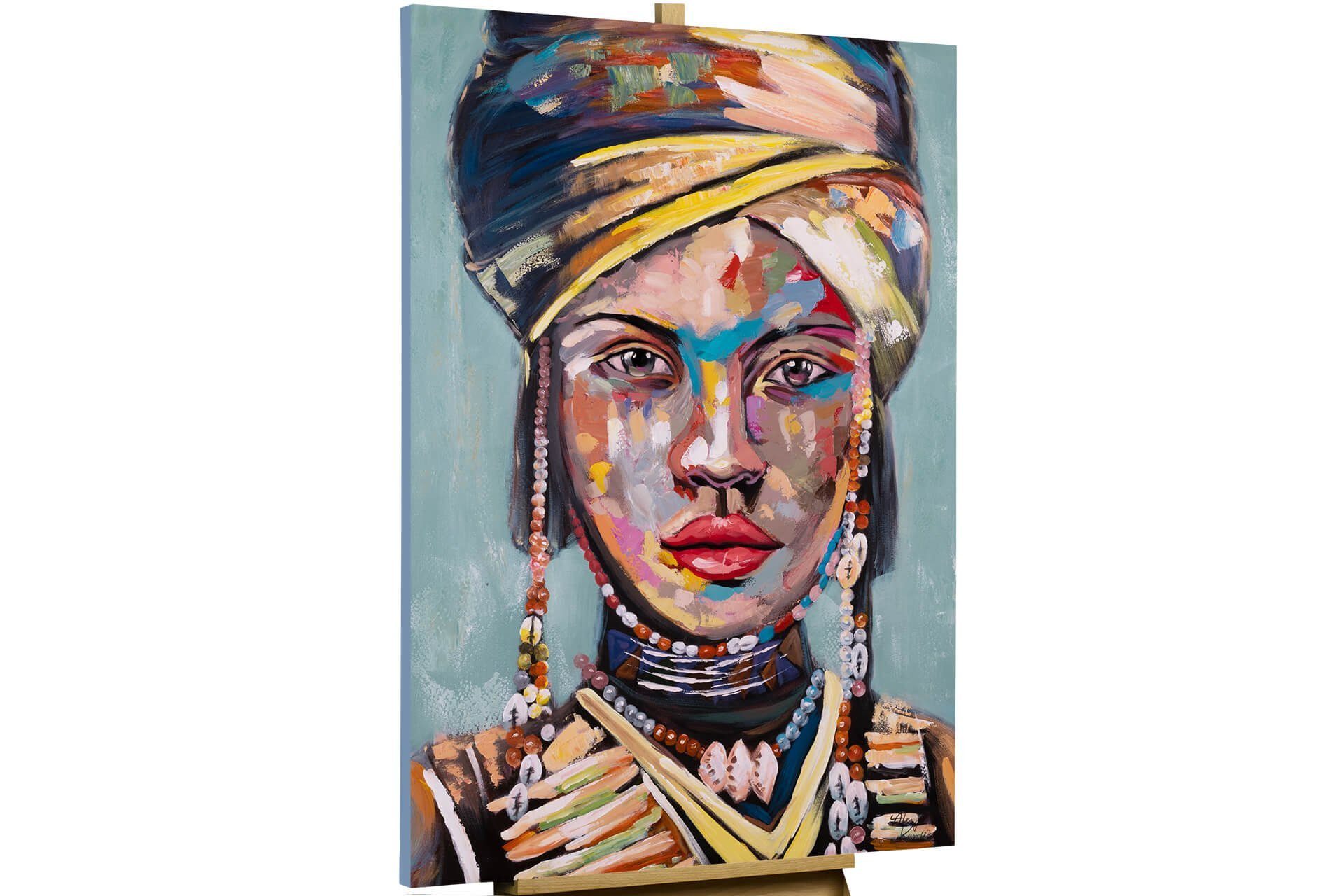 KUNSTLOFT Gemälde African Beauty 80x120 cm, Leinwandbild 100% HANDGEMALT Wandbild Wohnzimmer | Ölbilder