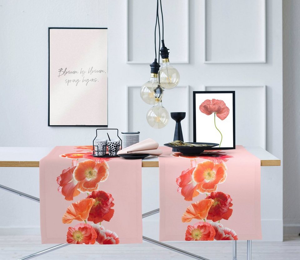 Digitaldruck, roter Klatschmohn Blumenmotiv, Sommerdeko, 6854 Tischläufer mit Sommer (1-tlg), SUMMERTIME, APELT