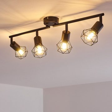 hofstein Deckenleuchte »Borio« Retro/Vintage Deckenlampe aus Metall in schwarz, ohne Leuchtmittel, 4xE14, verstellbarer Spot, Gitter-Optik m. Lichteffekt an der Decke