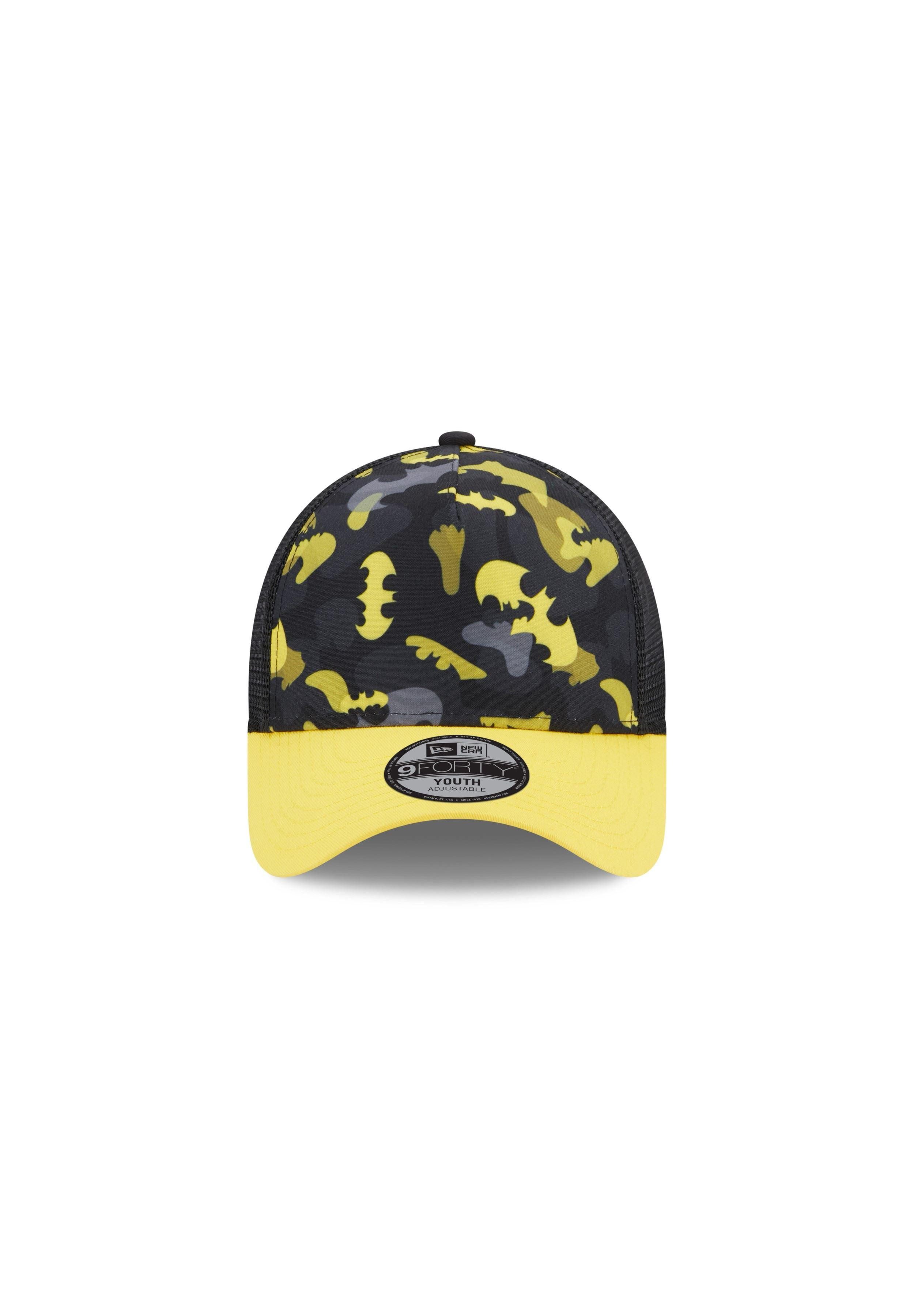 New Era Baseball Cap Batman DC Print Black Yellow A-Frame Adjustable Kids Trucker Cap New E (1-St)