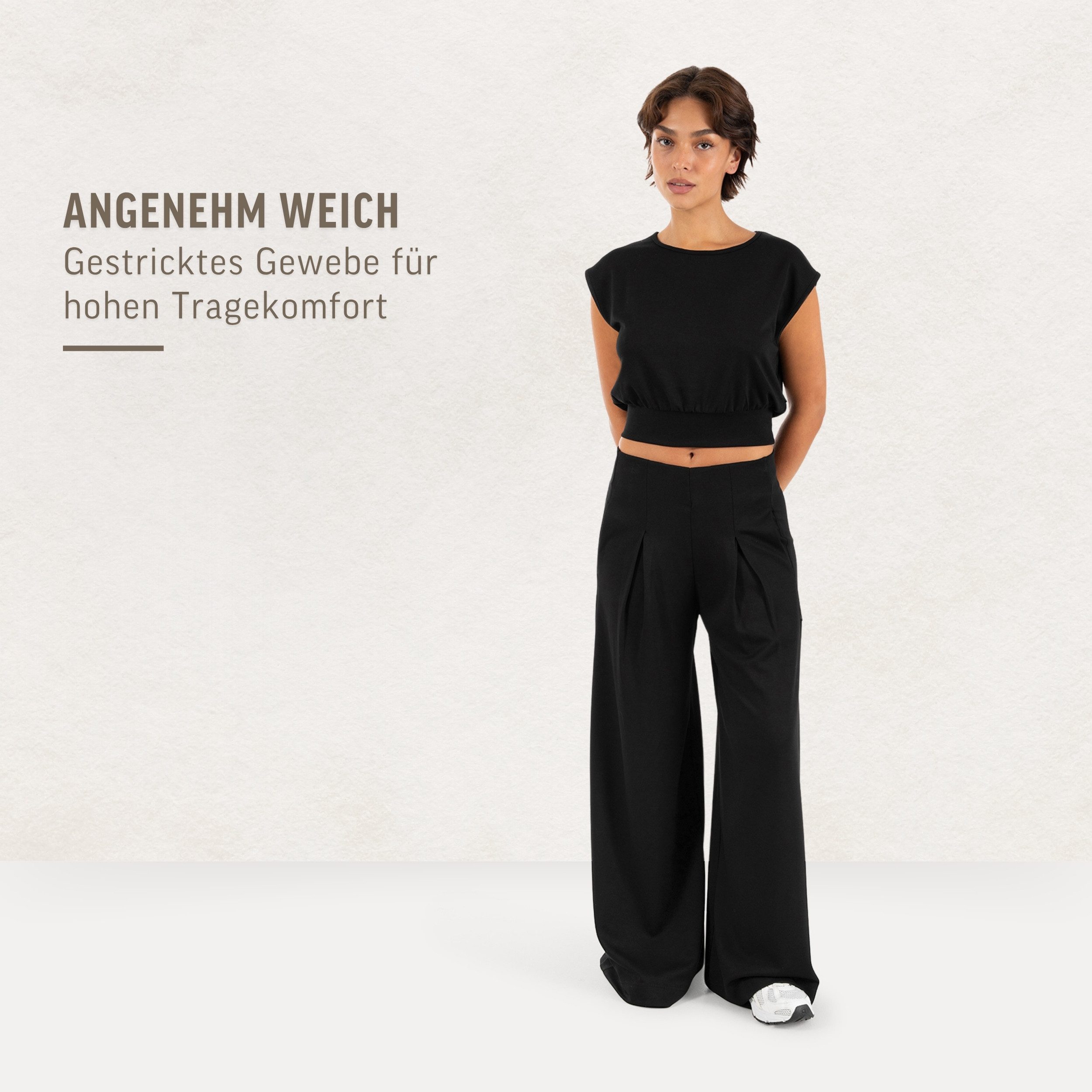 Smilodox Jogginghose Vanea Sweatpants Damen, Loose Fit, Wide Leg, Gym & Freizeit Slip-On, elastisch, weiches Strickmaterial, Bewegungsfreiheit