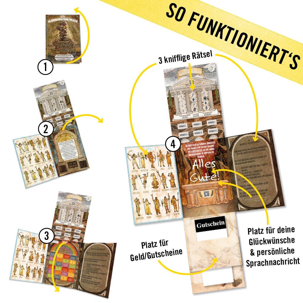 Hidden Games Grußkarten Rätselkarte "Das geheimnisvolle Orakel von Delphi", Made in Germany