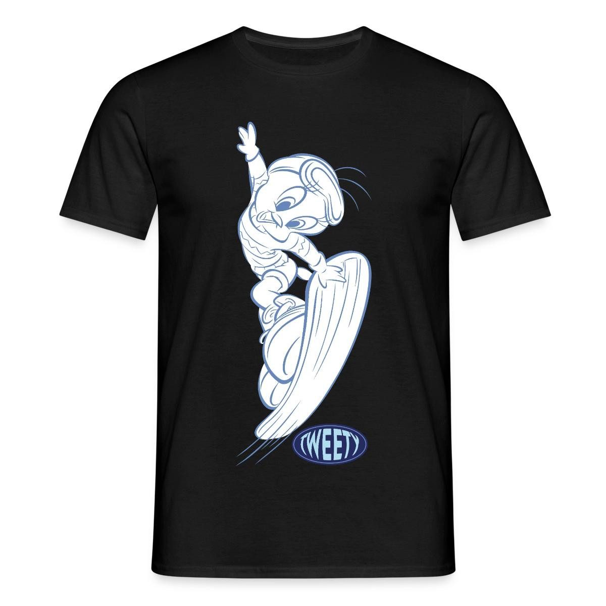 Spreadshirt T-Shirt Looney Tunes Tweety Mit Snowboard Männer T-Shirt (1-tlg)