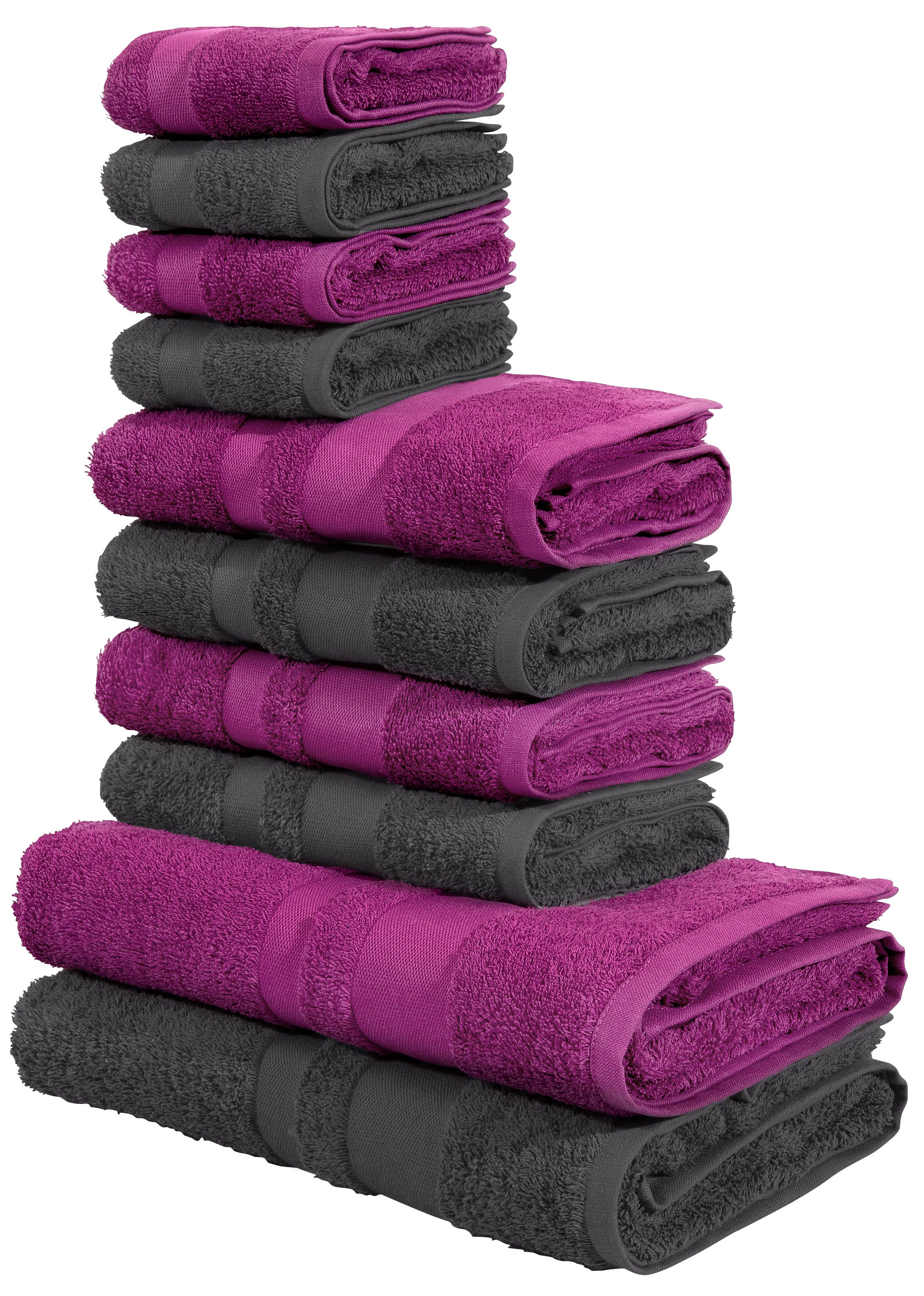 OTTO home Handtuch Set Vanessa, 10-tlg Handtuch-Set, weich, in Standard- und Premium-Qualität, Walkfrottee (Set, 10-St), 100% Baumwolle, Duschtücher, Handtücher, Gästetücher, mit Bordüre