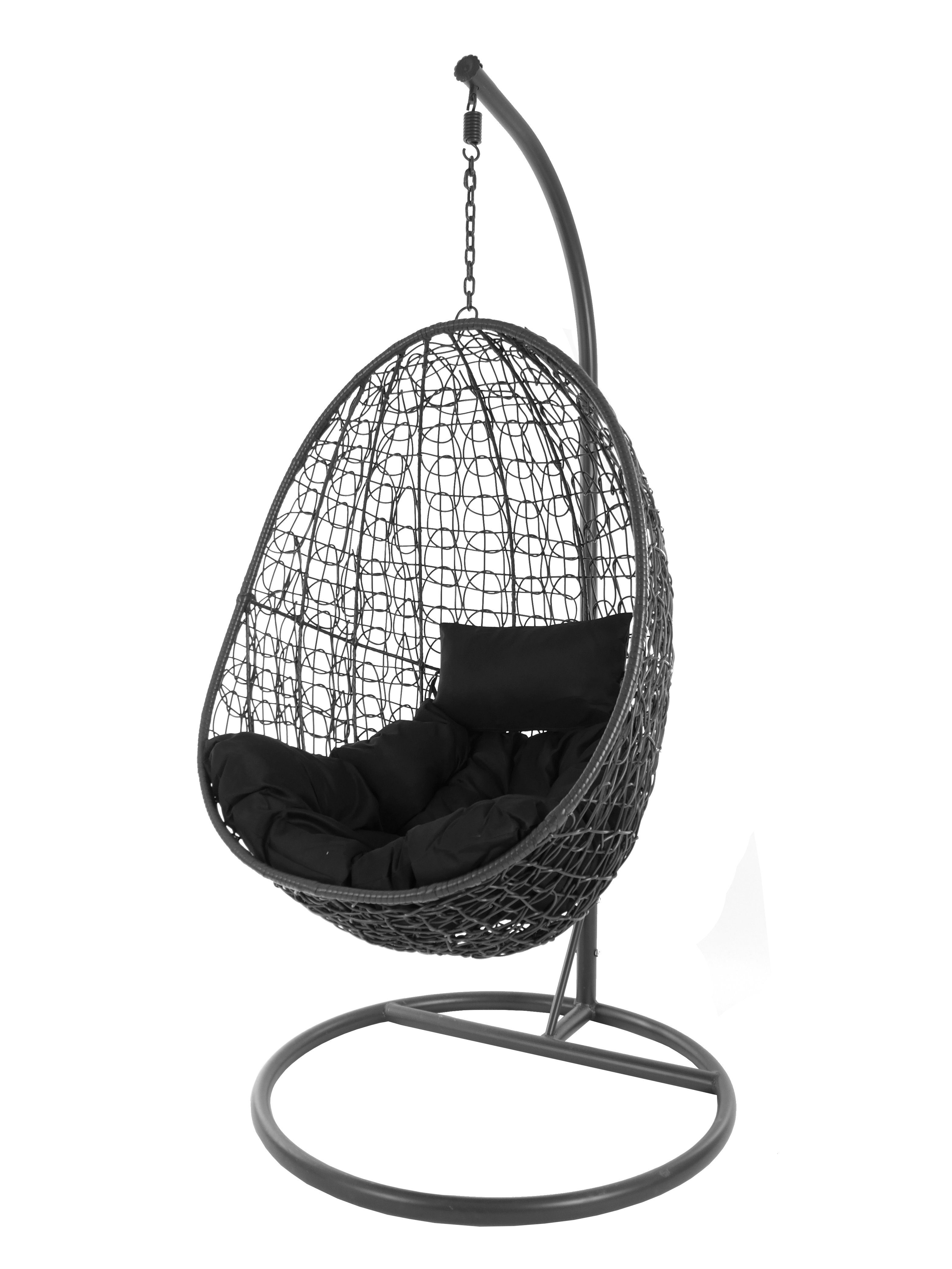 KIDEO Hängesessel Hängesessel Capdepera anthrazit, moderner Swing Chair, Schwebesessel mit Gestell und Kissen, Loungemöbel schwarz (9999 black)
