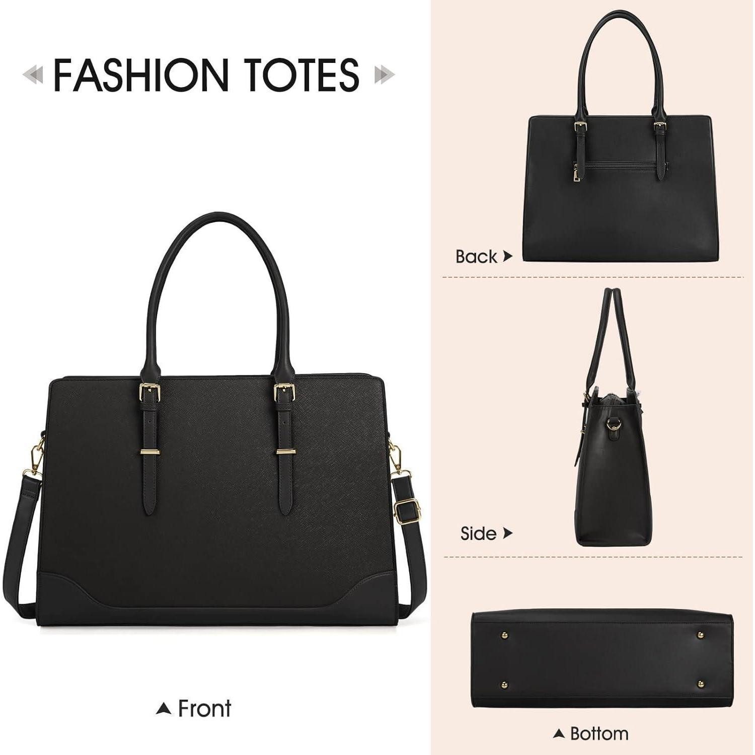 LuxusKollektion Handtasche Handtasche Damen Shopper Schwarz PU Leder Laptoptasche 15.6 Zoll