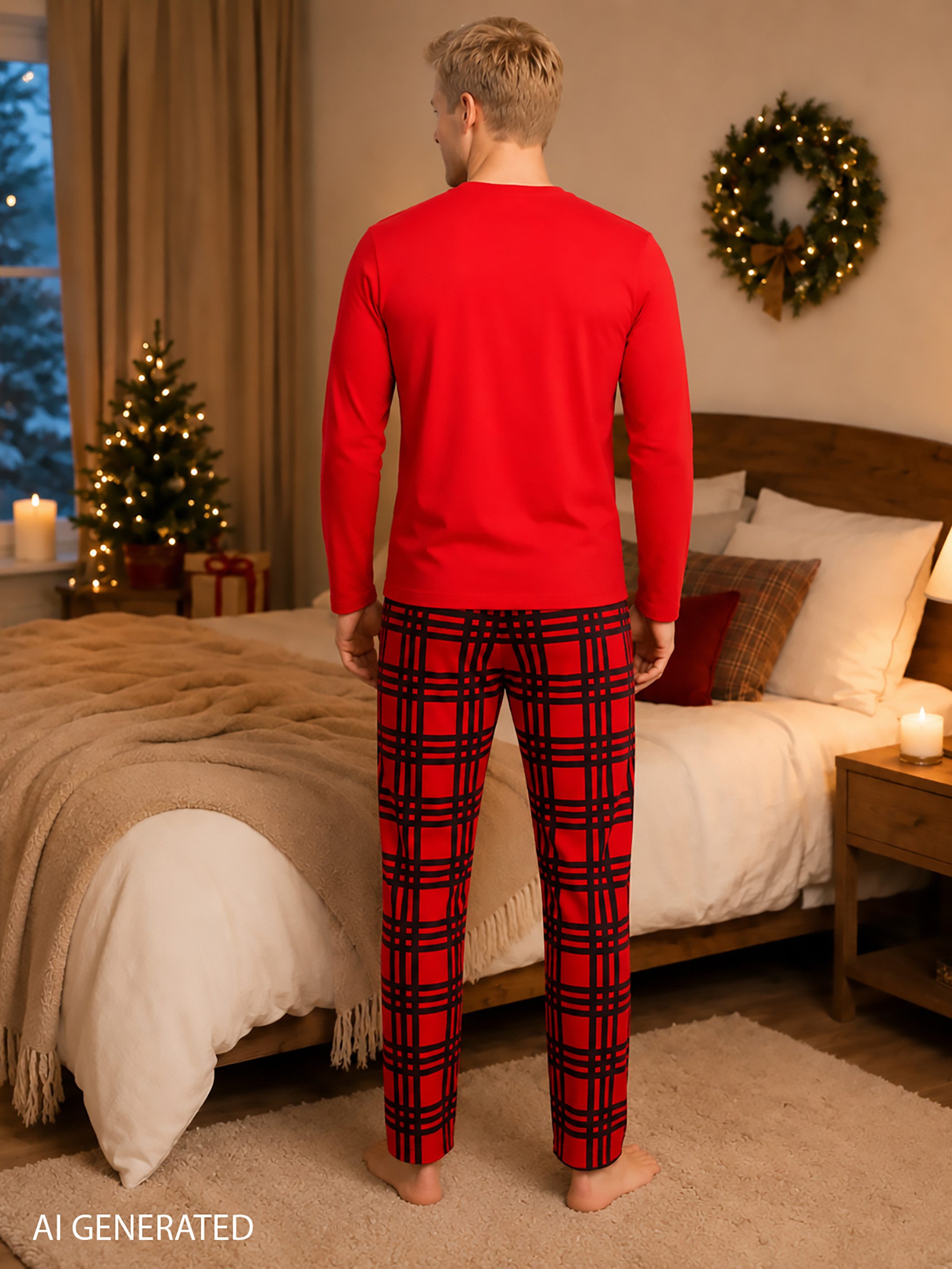 United Labels® Schlafanzug Wichtel XMAS Schlafanzug Pyjama Set Langarm Oberteil mit Hose – Bild 4 von 5
