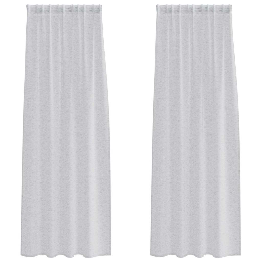 vidaXL Gardine Vorhänge mit Vorhängen 2 pcs Hellgrau 140 x 245 cm Polyester