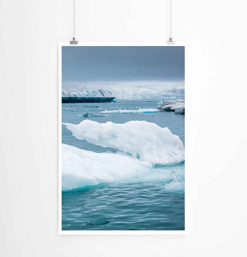 Sinus Art Poster Treibende Eisschollen Island 60x90cm Poster