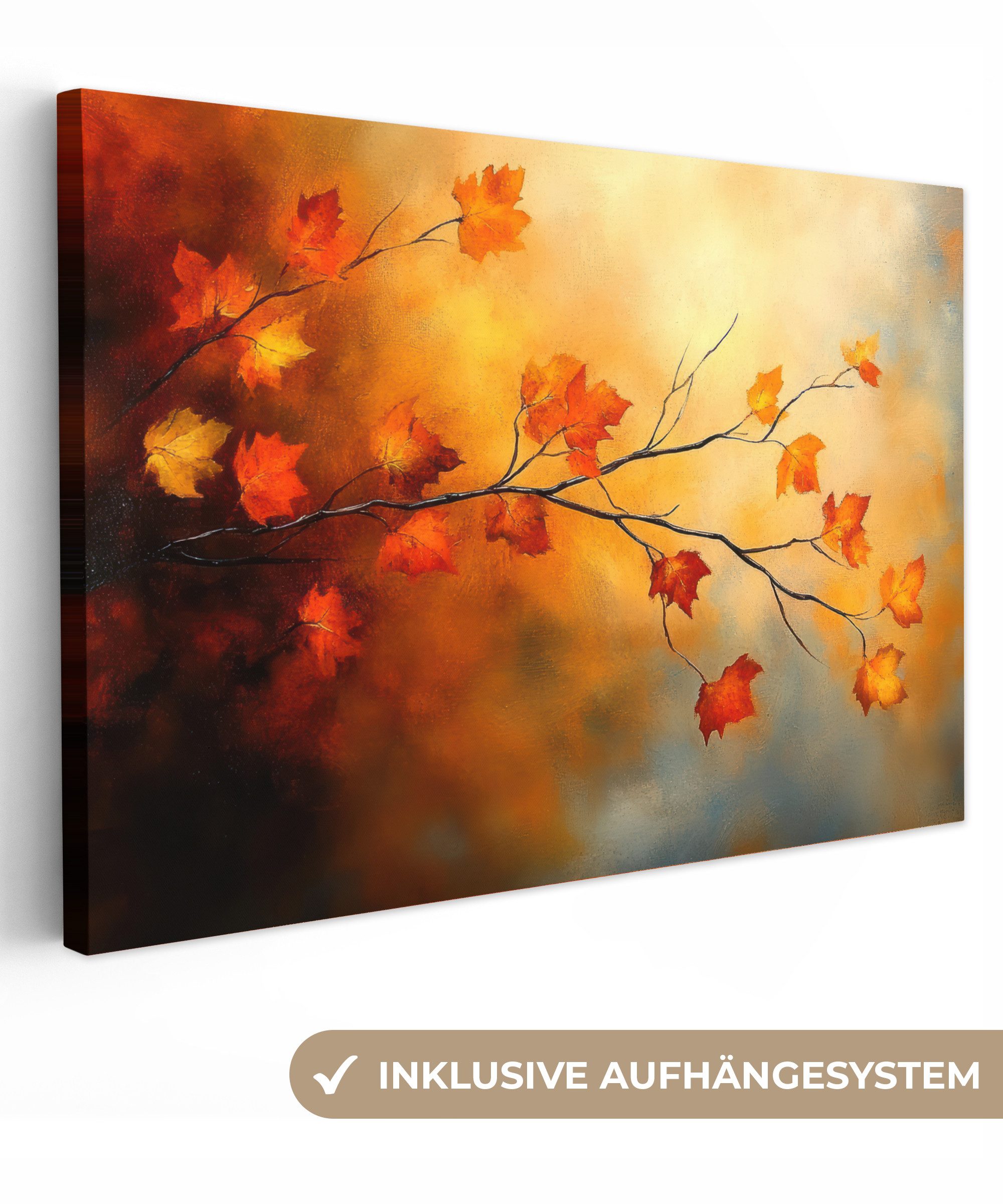OneMillionCanvasses® Leinwandbild Herbstblätter - Orange - günstig online kaufen