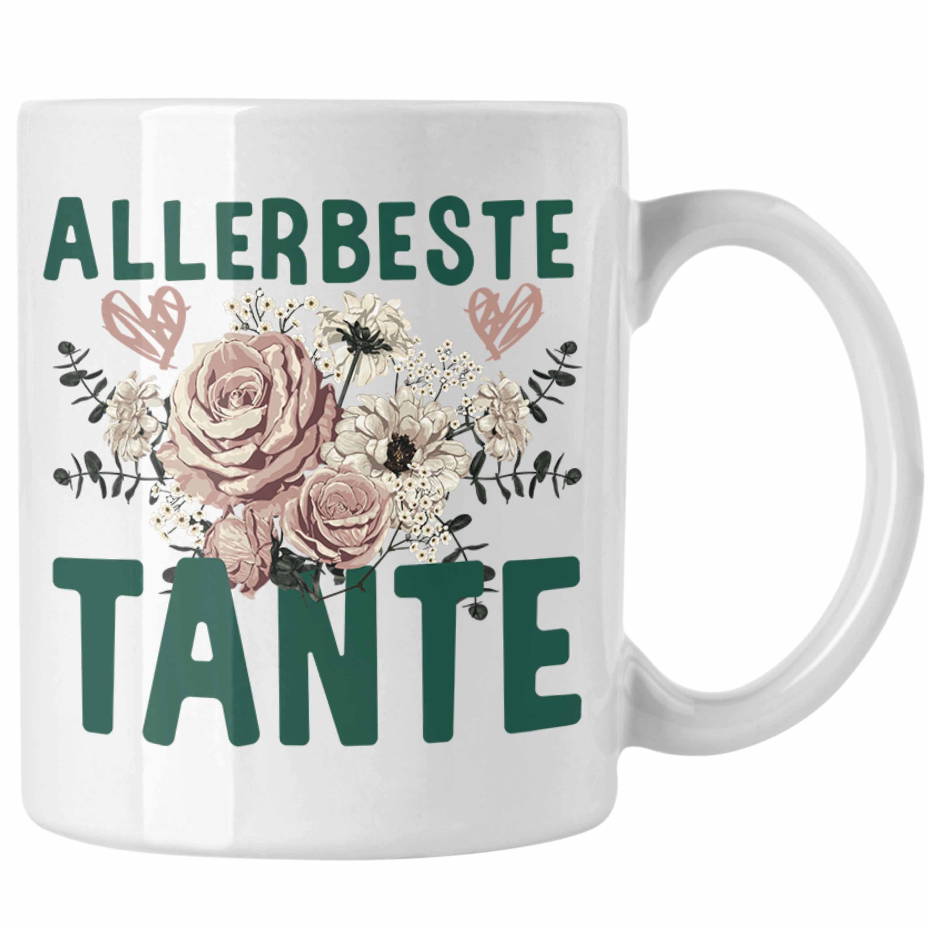 Trendation Tasse Trendation - Beste Tante der Welt Geschenk Tasse mit Spruch Kaffeetasse für Allerbeste Tante Weiss