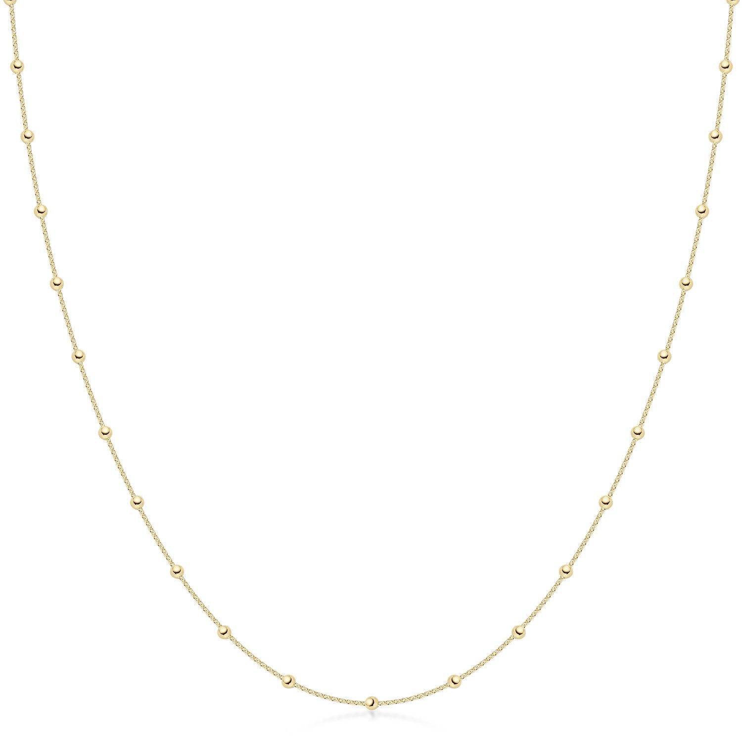 Materia Collierkettchen Damen Mädchen Gelbgold Kugelkette 40-70cm K104, Sterlingsilber, doublé vergoldet