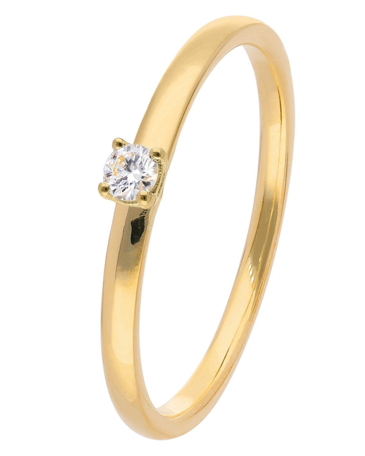 trendor Solitärring Damen-DiamantGold 585/14K Brillant 0,06 ct