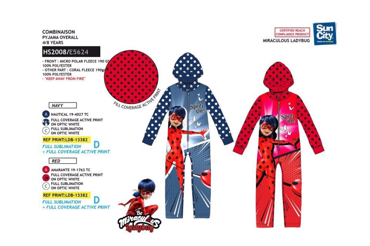 Miraculous - Ladybug Overall Mädchen Jumpsuit Strampelanzug Ladybug 3 4 5 6 Jahre