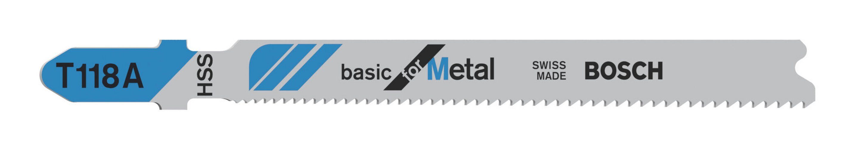 BOSCH Stichsägeblatt (5 Stück), T 118 A Basic for Metal - 5er Pack