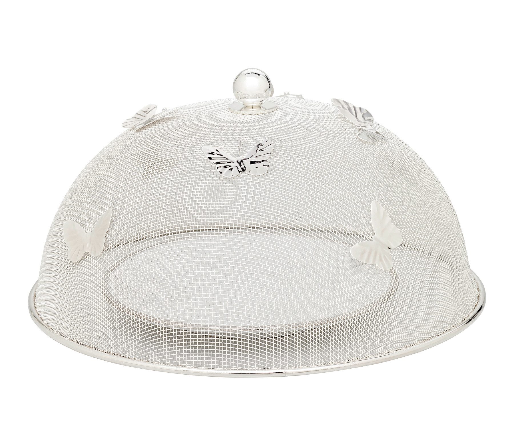 EDZARD Schutzhaube Butterfly, Silber-Optik, edel versilbert, anlaufgeschützt, H 16 cm